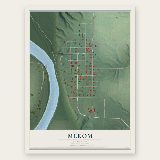 Merom, Indiana map print, the full design