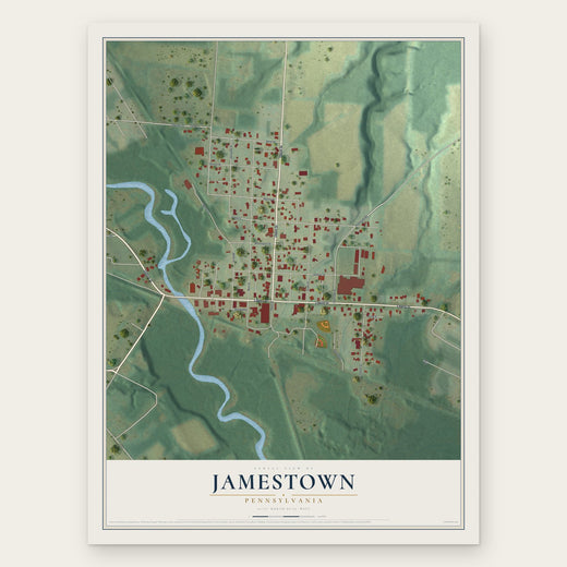 Jamestown, Pennsylvania map print, the full design