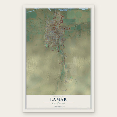 Lamar, Colorado map print, the full design
