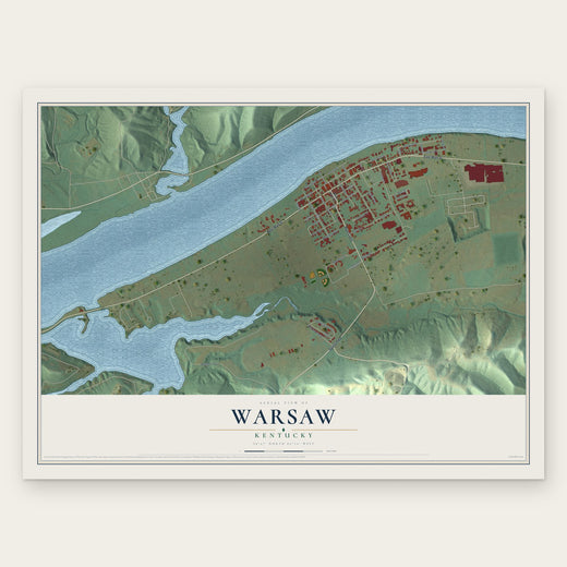 Warsaw, Kentucky map print, the full design