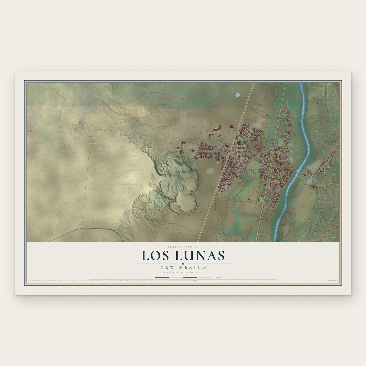 Los Lunas, New Mexico map print, the full design