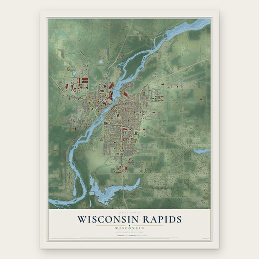 Wisconsin Rapids, Wisconsin map print, the full design