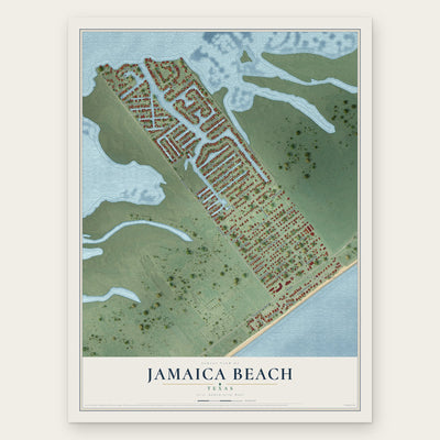 Jamaica Beach, Texas map print, the full design