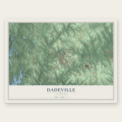 Dadeville, Alabama map print, the full design