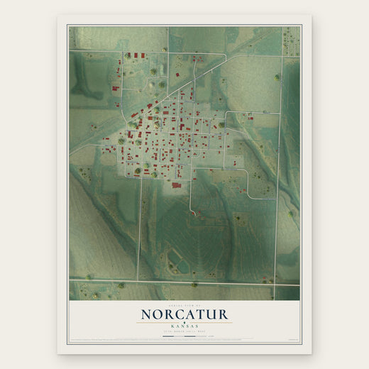 Norcatur, Kansas map print, the full design