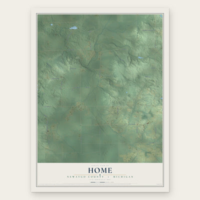 Home, Newaygo County, Michigan map print, the full design