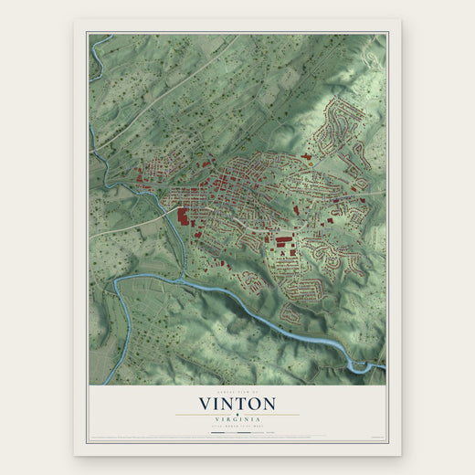 Vinton, Virginia map print, the full design
