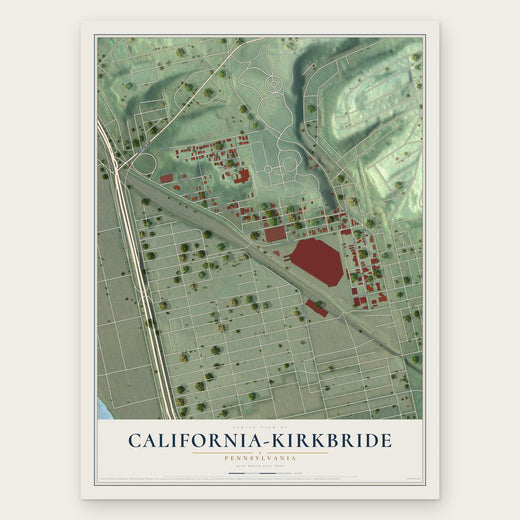 California-Kirkbride, Pennsylvania map print, the full design