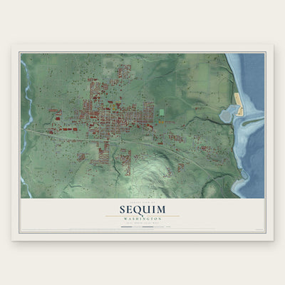 Sequim, Washington map print, the full design