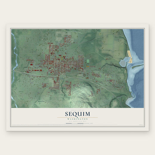 Sequim, Washington map print, the full design