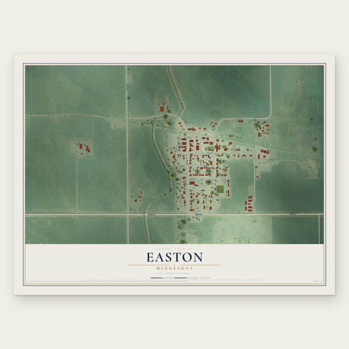 Easton, Minnesota map print, the full design