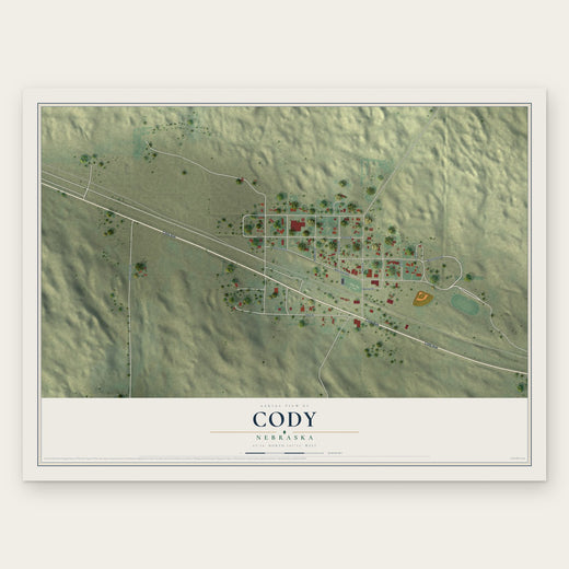 Cody, Nebraska map print, the full design