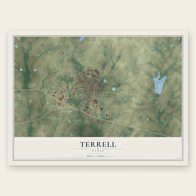 Terrell, Texas map print, the full design