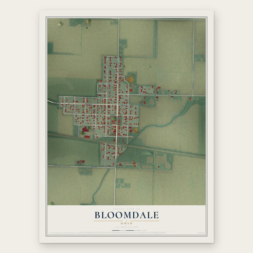 Bloomdale, Ohio map print, the full design