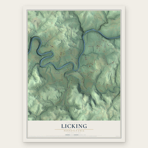 Licking, Pennsylvania map print, the full design