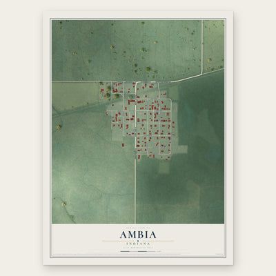 Ambia, Indiana map print, the full design