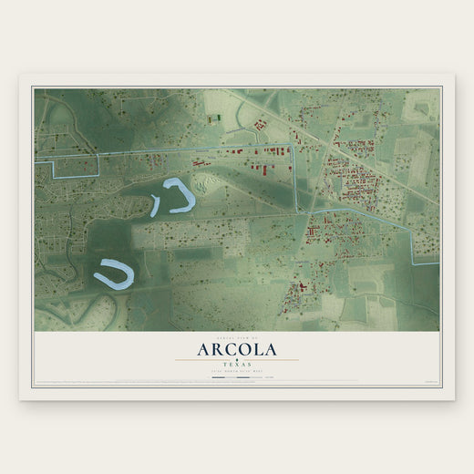 Arcola, Texas map print, the full design