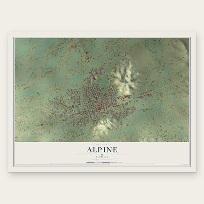 Alpine, Texas map print, the full design