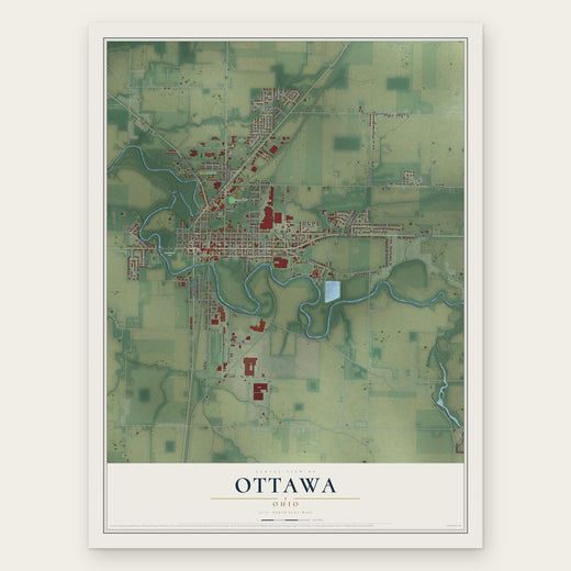Ottawa, Ohio map print, the full design