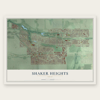 Shaker Heights, Ohio map print, the full design