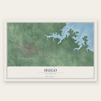 Hugo, Oklahoma map print, the full design