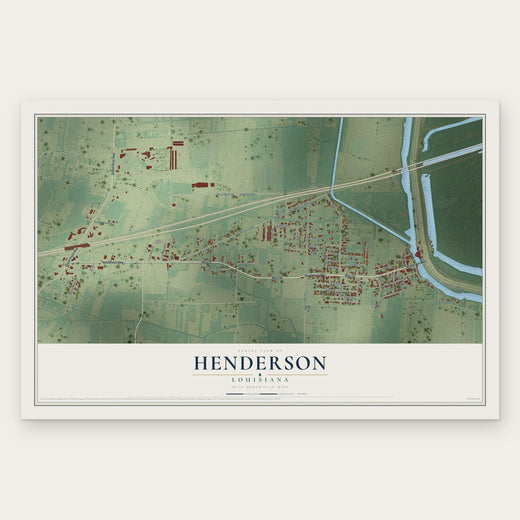Henderson, Louisiana map print, the full design
