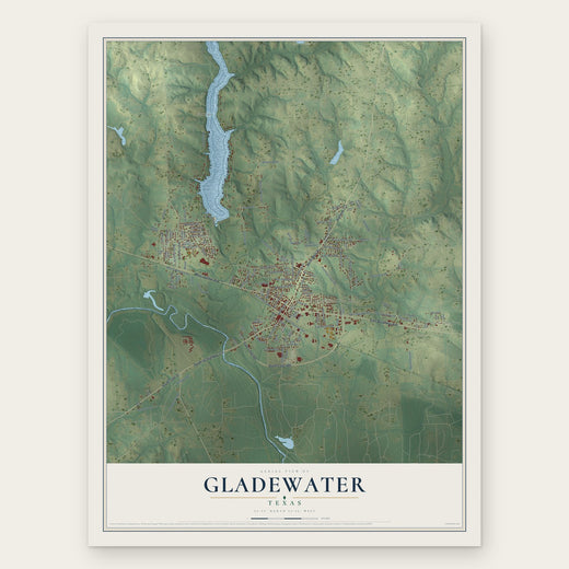 Gladewater, Texas map print, the full design