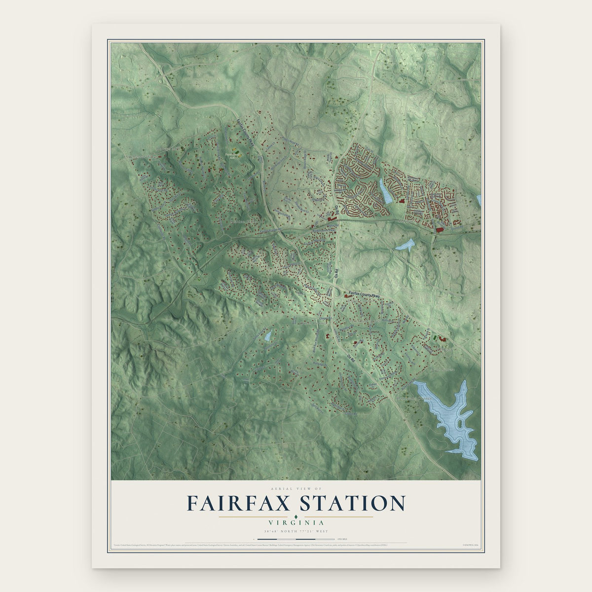 Fairfax Station, Virginia map print, the full design