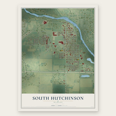 South Hutchinson, Kansas map print, the full design