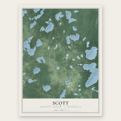 Scott, Burnett County, Wisconsin map print, the full design