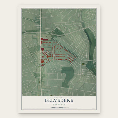 Belvedere, Maryland map print, the full design