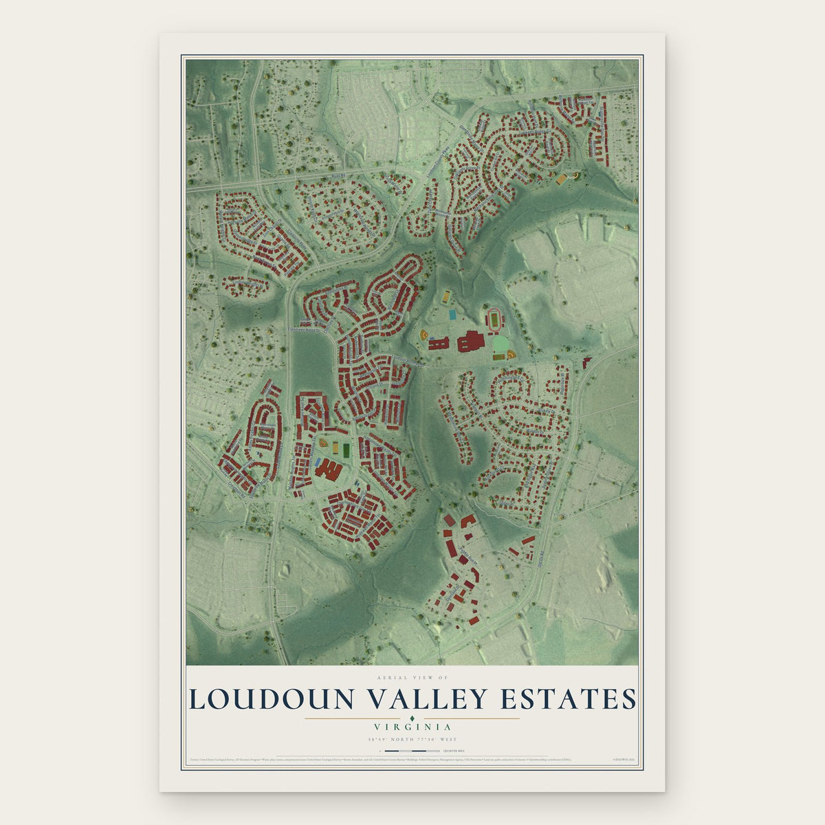 Loudoun Valley Estates, Virginia map print, the full design