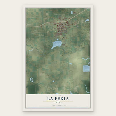 La Feria, Texas map print, the full design