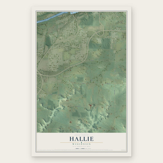 Hallie, Wisconsin map print, the full design