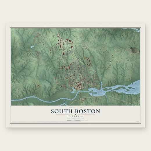 South Boston, Virginia map print, the full design