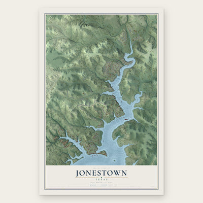 Jonestown, Texas map print, the full design
