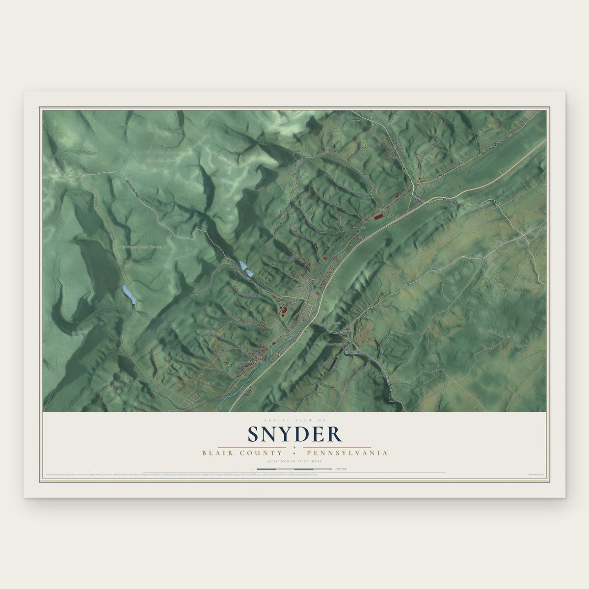 Snyder, Blair County, Pennsylvania map print, the full design