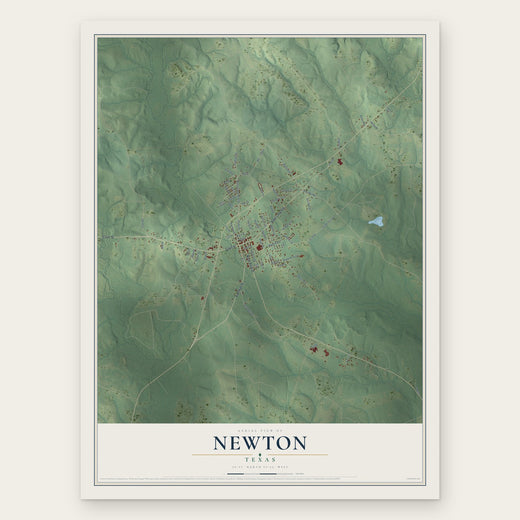 Newton, Texas map print, the full design