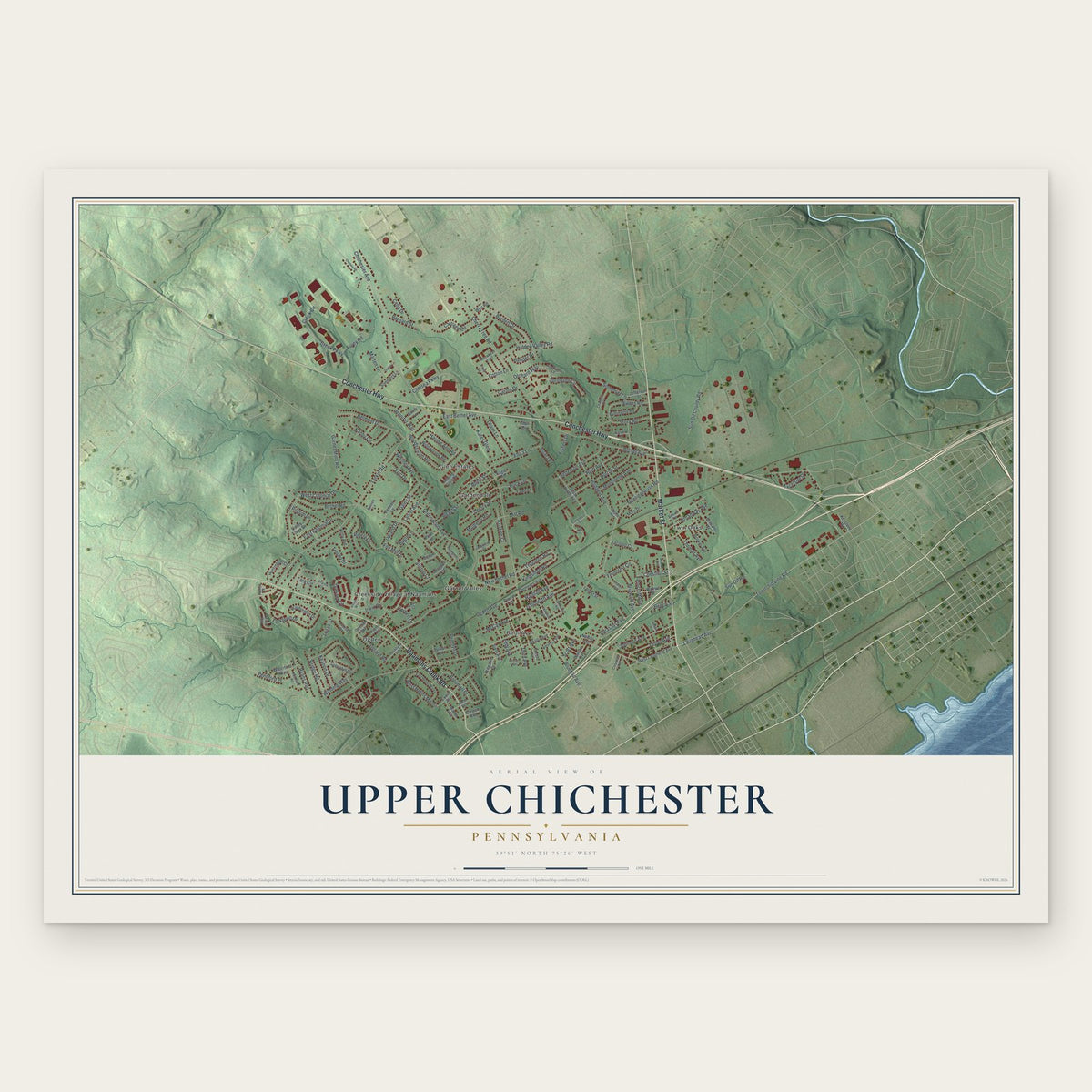 Upper Chichester, Pennsylvania map print, the full design