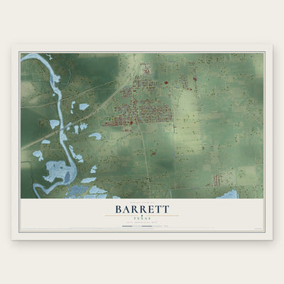 Barrett, Texas map print, the full design
