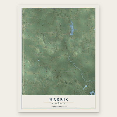 Harris, Wisconsin map print, the full design