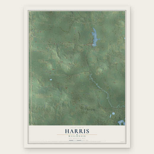Harris, Wisconsin map print, the full design