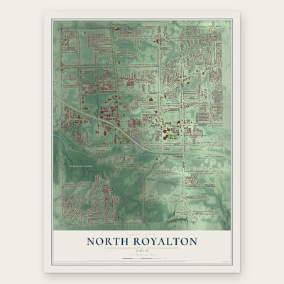 North Royalton, Ohio map print, the full design