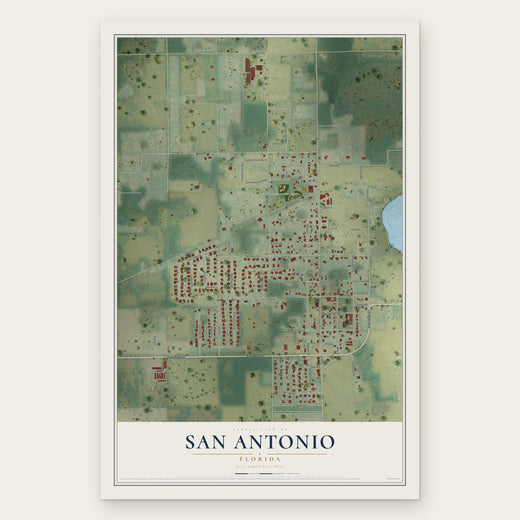San Antonio, Florida map print, the full design