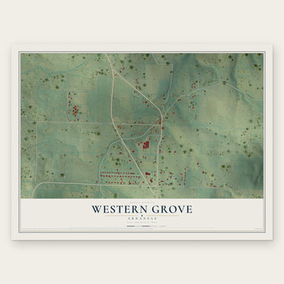Western Grove, Arkansas map print, the full design