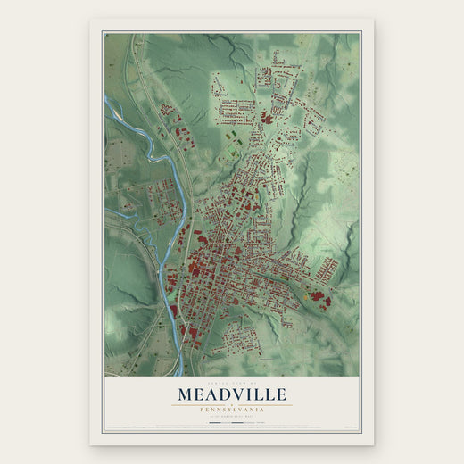Meadville, Pennsylvania map print, the full design