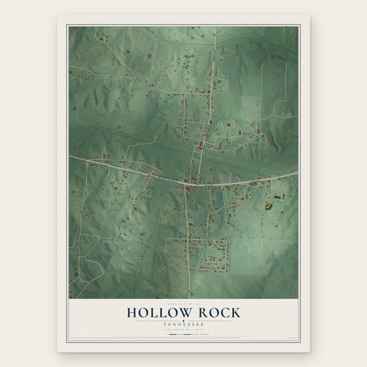 Hollow Rock, Tennessee map print, the full design