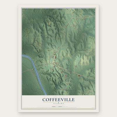 Coffeeville, Alabama map print, the full design
