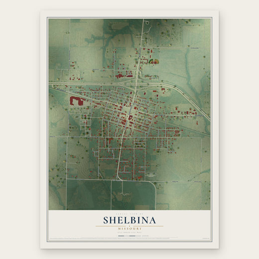 Shelbina, Missouri map print, the full design