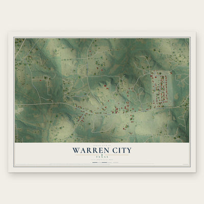 Warren City, Texas map print, the full design